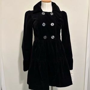 Anthropology Idra black Corduroy ruffle peacoat jacket| size 2 | Never worn